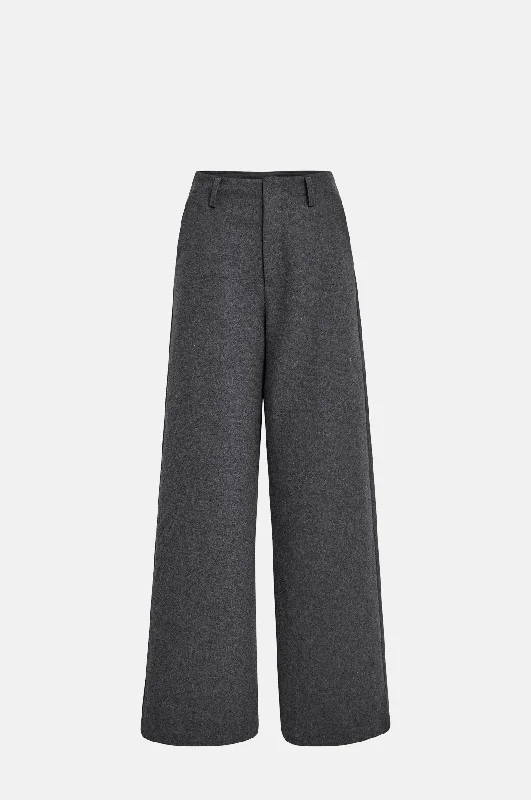 Linara Wool Pants Gunmetal Comfortable Denim Pants