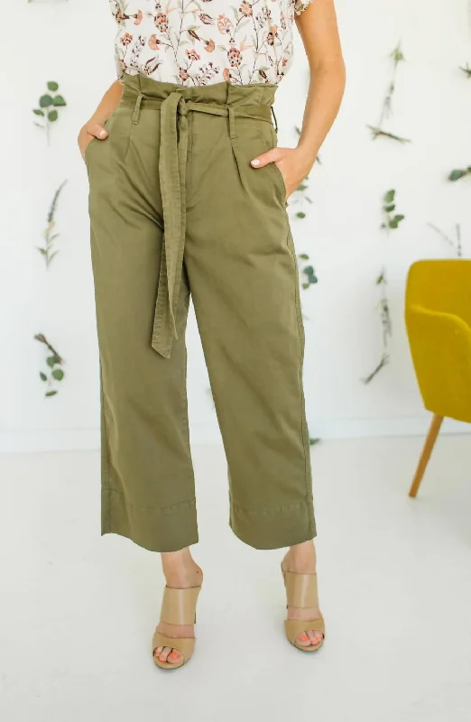 Katie Paperbag Pant In Olive Casual Skinny Fit Pants