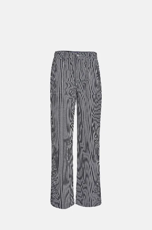 Marika Straight Leg Pant Black Stripe Comfy Zip-Up Pants