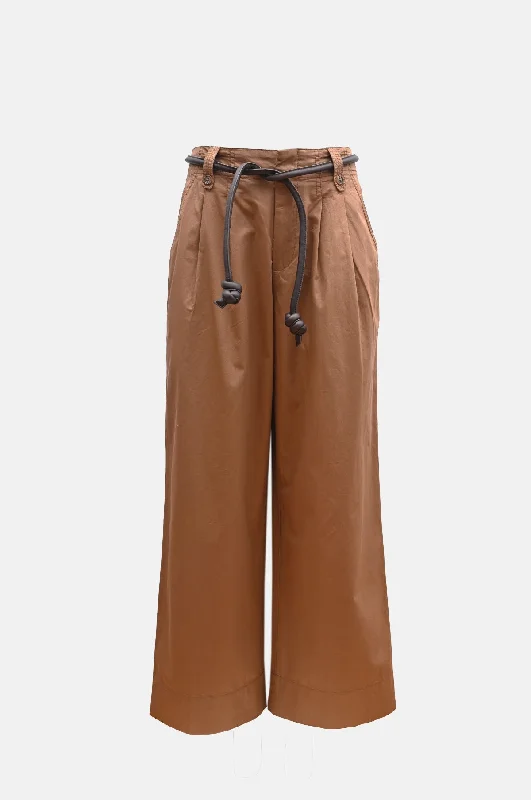 Samaka Garment Dye Pants W/Belt Caramel Relaxed Fit Trousers