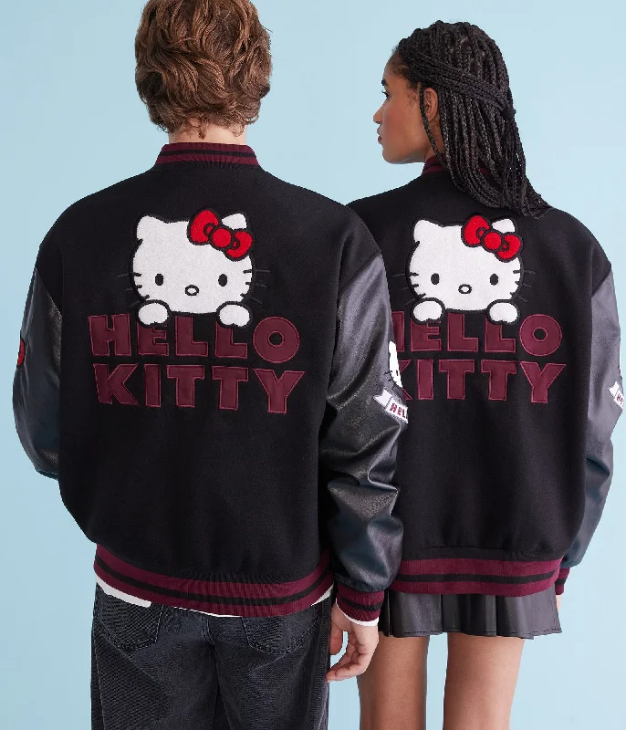 Aeropostale Hello Kitty Bomber Jacket Houndstooth Herringbone Solid