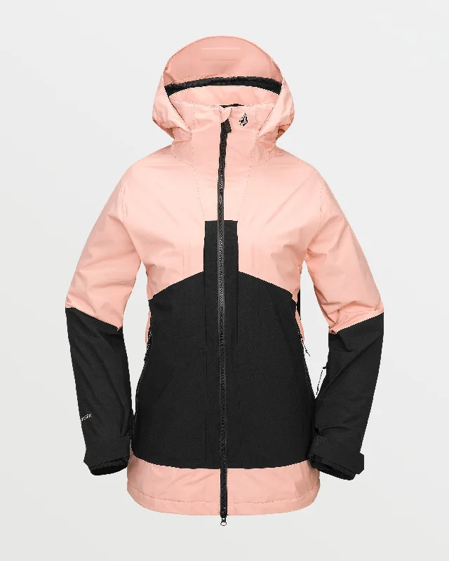 Womens At Stretch Gore-Tex Jacket - Coral Haze Zippered Front Buttoned Front Snap Front