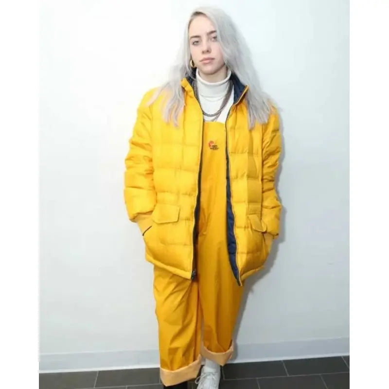 Billie Eilish Yellow Puffer Jacket Iron Safe Non-Iron Wrinkle Free