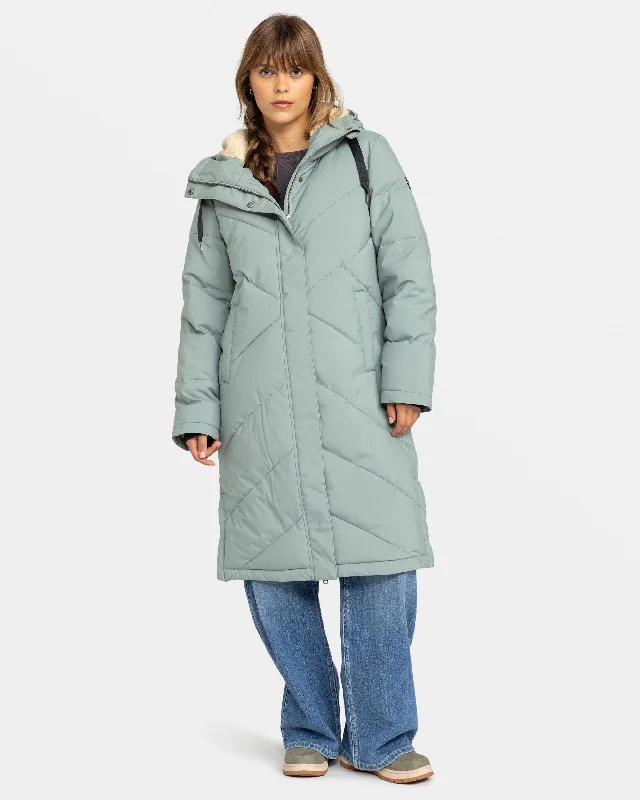 Ellie Insulated Snow Jacket - Lily Pad Collared Crew Neck Turtle Neck