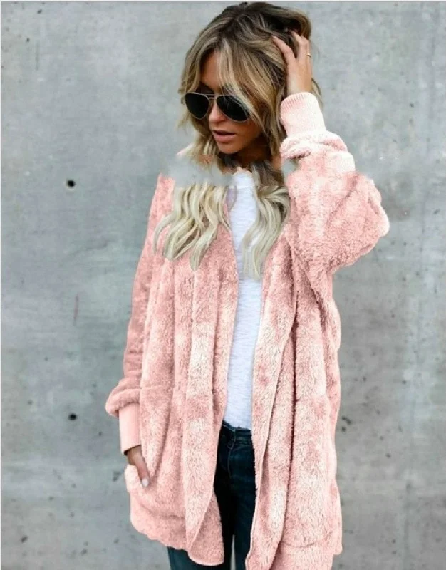 KAYOULAI S-5XL Big Size Winter Coat Women Fur Cardigan Jacket Long Sides Both Side Wearing Faur Fur Coat Teddy Coat V-Neck T-Shirt Long Sleeve Cotton