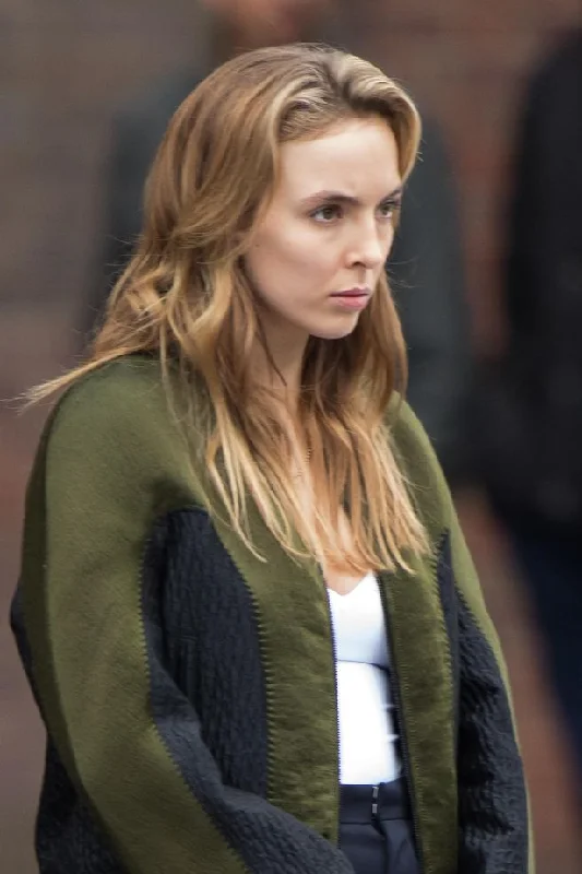 Killing Eve Villanelle Green Jacket Solid Color Striped Floral