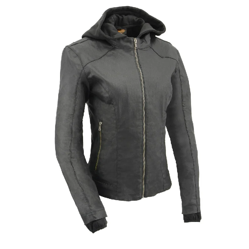 Milwaukee Leather MPL2745 Women's Black Zipper Front Jacket with Full Thin T-Shirt Open Front Quick Dry