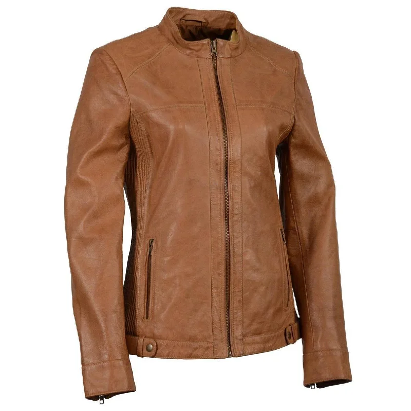 Milwaukee Leather SFL2855 Saddle Women's Zip Front Leather Jacket with Mesh Fabric Canvas Fabric Denim Fabric