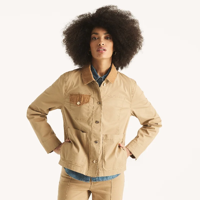 Nautica Womens Corduroy Utility Jacket Fashionable Trendy Casual