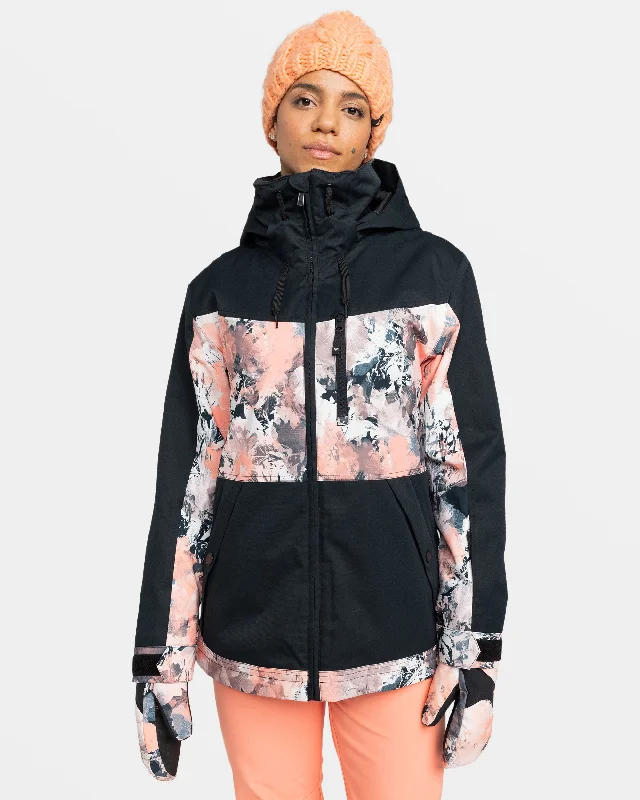 Presence Parka Snow Jacket - Peach Pink Dreamy Picture Solid Color Striped Floral