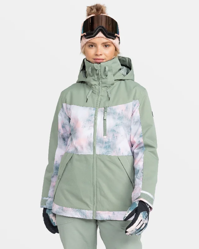 Presence Parka Snow Jacket - Sea Pine Mystery Fog Satin Fabric Silk Fabric Chiffon Fabric