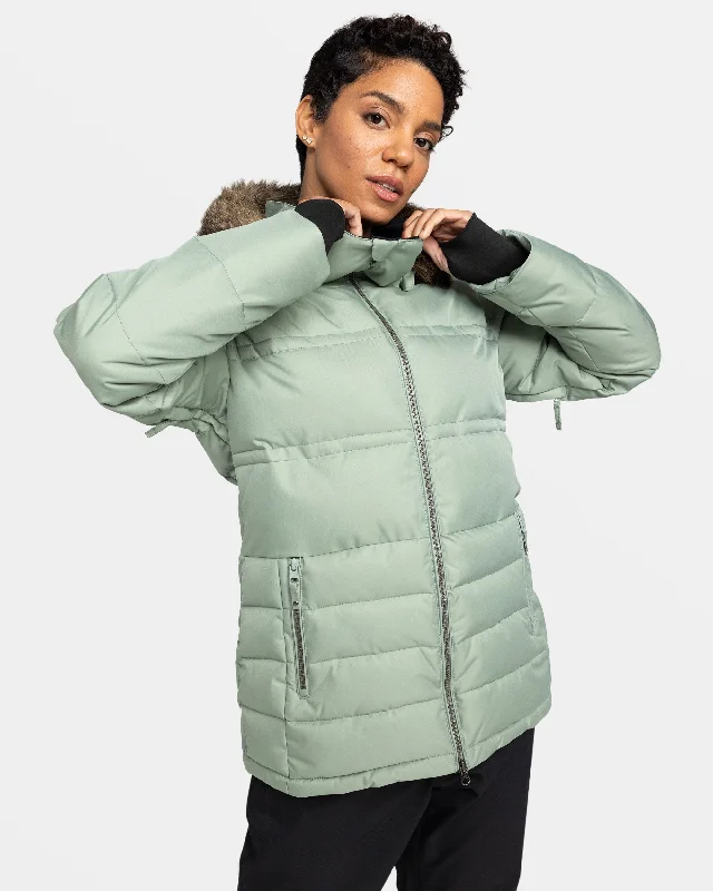 Quinn Snow Jacket - Lily Pad Zippered Front Buttoned Front Snap Front