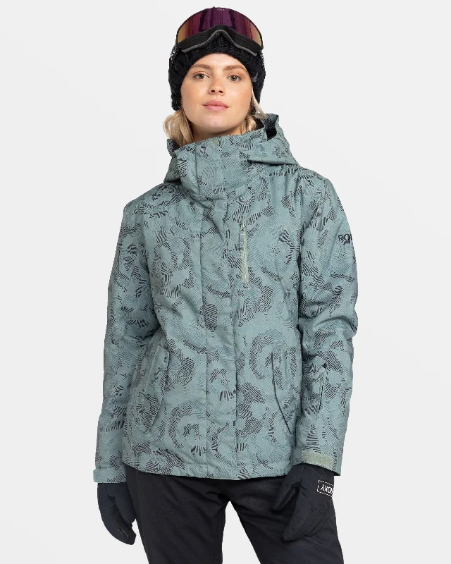 Roxy Jetty Snow Jacket - Lily Pad Sketch Book Fashionable Trendy Casual