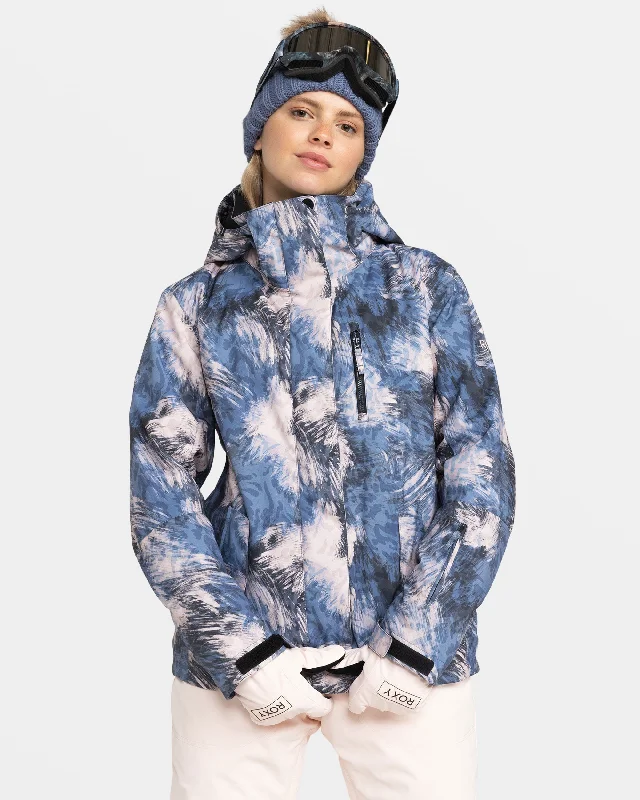 Roxy Jetty Snow Jacket - Wild Wind Darknight Zippered Front Buttoned Front Snap Front