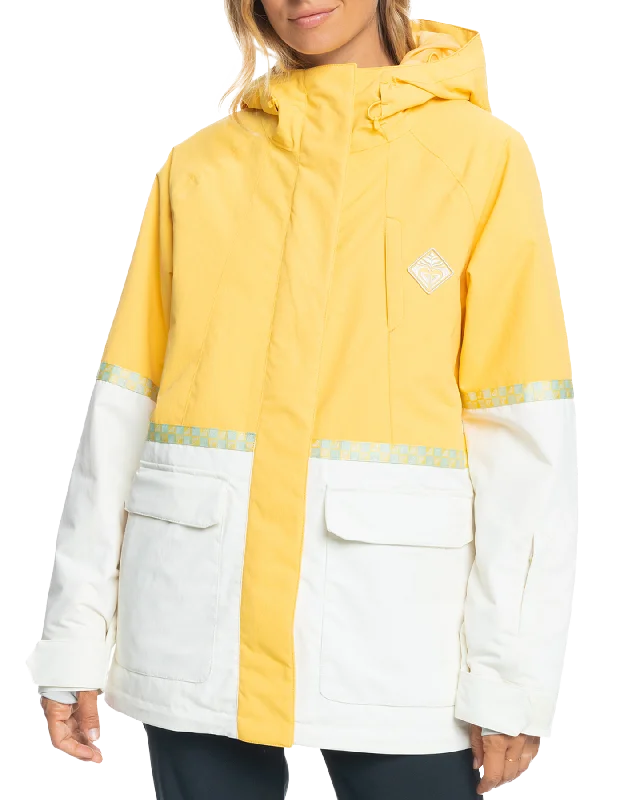 Roxy Women's Ritual Technical Snow Jacket - Sunset Gold Cashmere Blend Cotton Blend Poly Blend