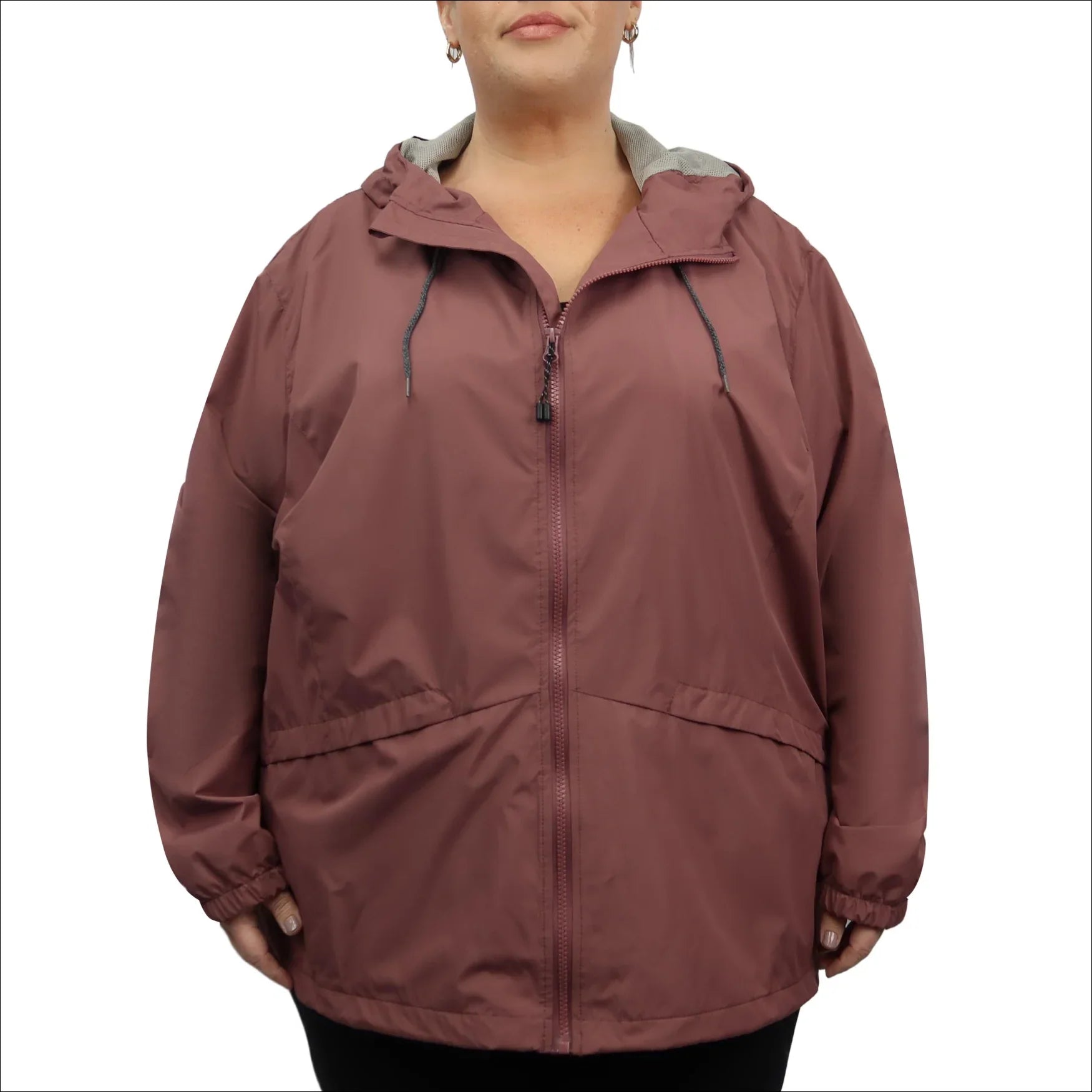 Women’s Plus Size Windguard Hooded 2X-6X Rain Jacket Zippered Front Buttoned Front Snap Front