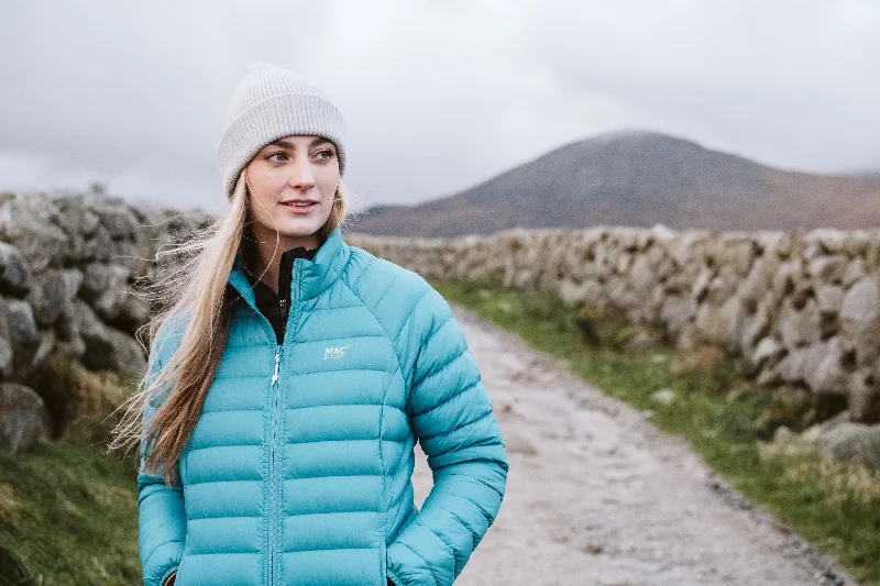 Synergy -  Women's Insulated Jacket - Soft Teal Handmade Hand-knitted Hand-woven