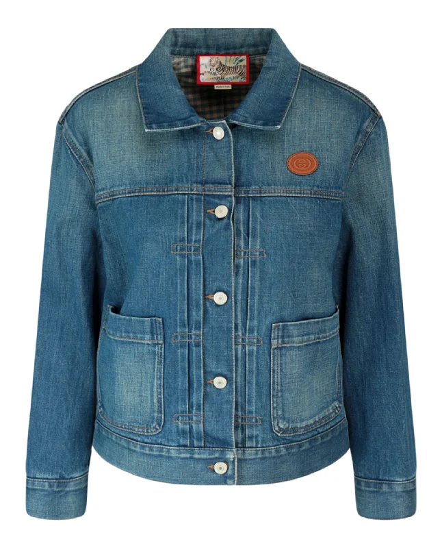 Tiger Denim Jacket With Embroidery Chenille Fabric Brocade Fabric Lace Fabric