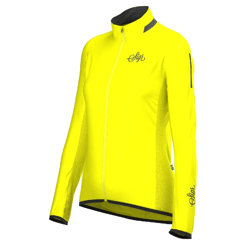 Treriksröset Yellow Women's Cycling Wind/Pack Jacket Spandex Blend Rayon Blend Denim Blend