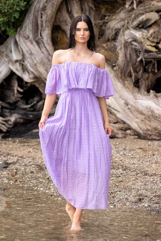 Coltan Maxi Dress Lilac Cozy Cold-Shoulder Maxi Dress