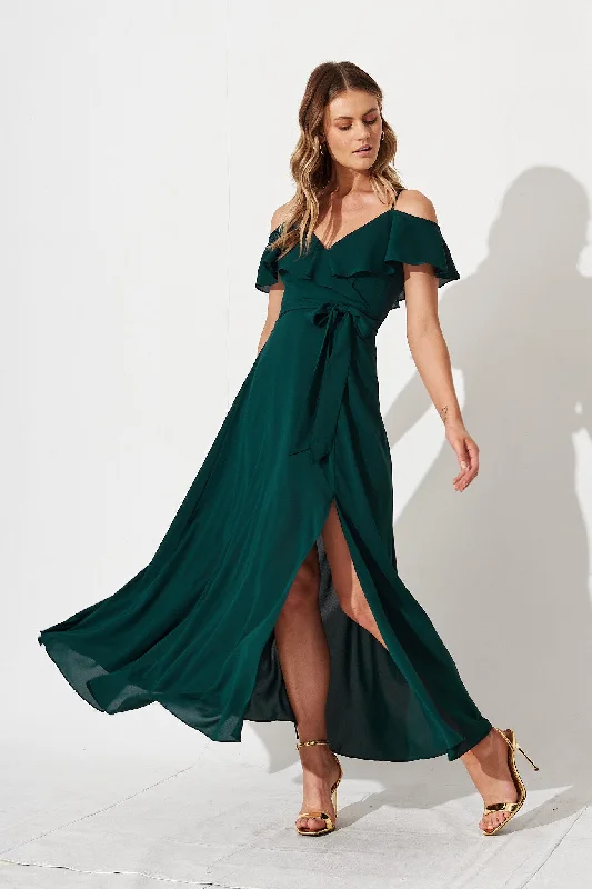 Marit Maxi Dress In Emerald Green Trendy A-Line Maxi Dress