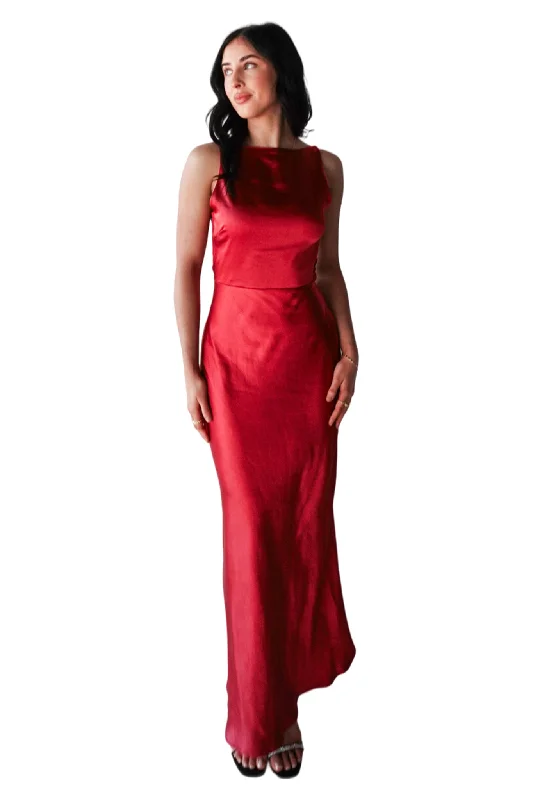 Seraphine Maxi Dress - Red Classic Strapless Maxi Dress