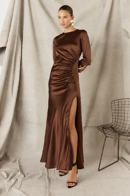 Sofia Irina Silk Maxi Dress - Chocolate Fashionable Chiffon Maxi Dress