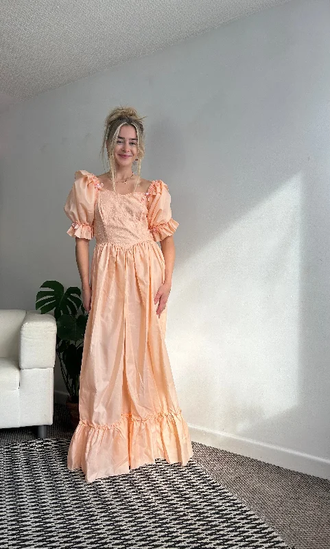 Spice Vintage Peach Maxi Dress Fashionable Chiffon Tiered Maxi Dress