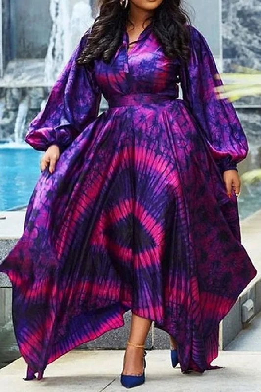 Tie Dye Modern Irregular Maxi Dress Elegant Boho Maxi Dress