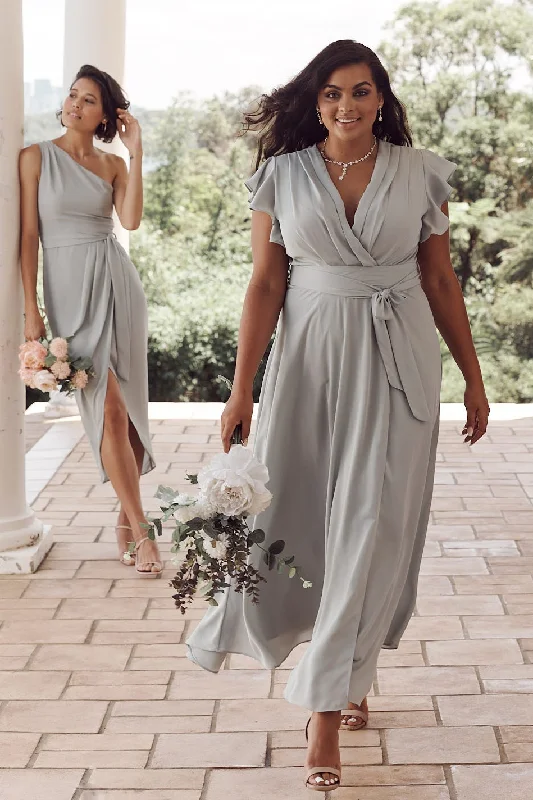 Wynter Maxi Dress in Sage Green Chiffon Chic Button-Up Maxi Dress