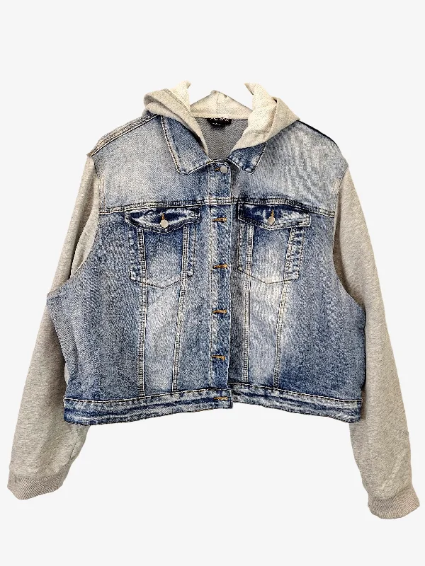 City Chic Distressed Denim Track Combo Jacket Size 22 Toggled Jacket Drawstring Jacket Belted Jacket