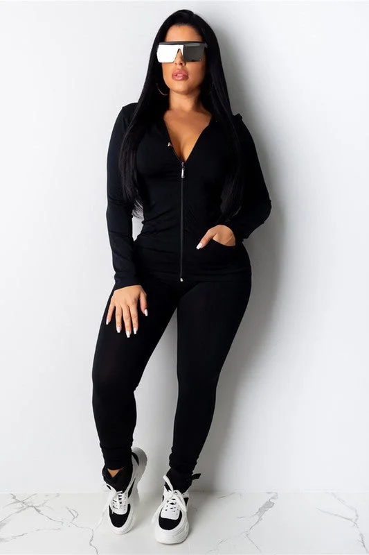 Cozy Seamless Zip Up Jacket Hoodie & Legging Set Jacket Blazer Coat