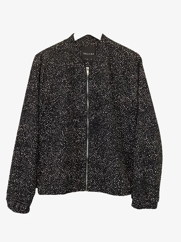 Decjuba Speckled Crepe Bomber Style Jacket Size 10 Mesh Jacket Canvas Jacket Denim Jacket