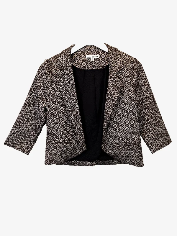 Lulu & Rose Fancy Metallic 3/4 Sleeve Jacket Size S V-Neck Jacket Boat Neck Jacket Square Neck Jacket