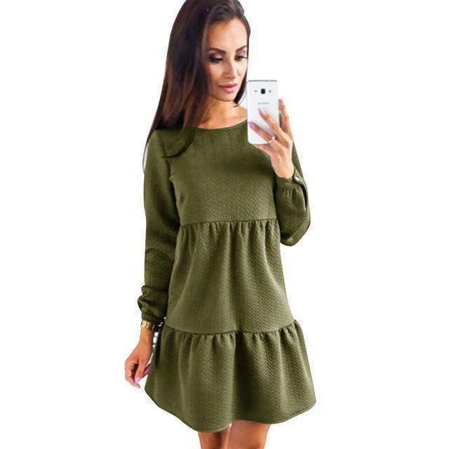 Long Sleeve Shirt / Mini Dresses  (US 4-16) Cozy Ruched Mini Dress