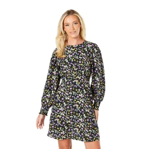 Dorothy Perkins Womens/Ladies Ditsy Floral Shirred Cuff Mini Dress Classic Floral Print Mini Dress