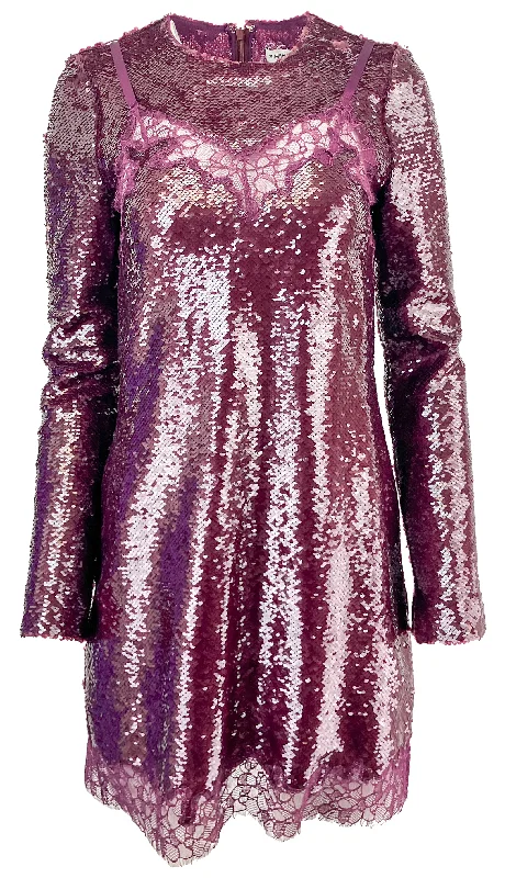 Jonathan Simkhai Mako Sequin Mini Dress in Mangosteen Stylish Sweetheart Mini Dress