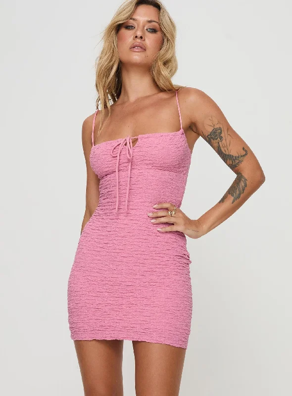 Kostis Mini Dress Pink Trendy Bodycon Mini Dress