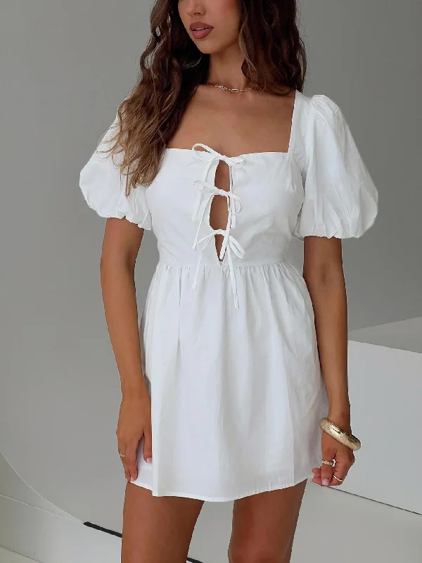 Kreamy Mini Dress White Trendy Lace Mini Dress