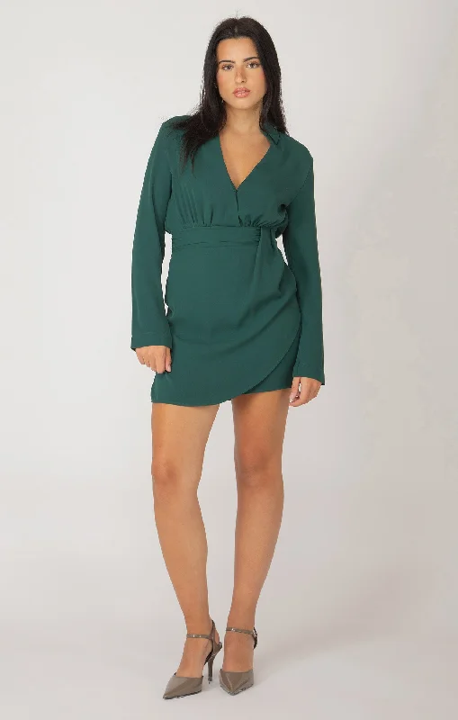 Long Sleeve Collared Mini Dress (Dex) Classic Shift Mini Dress