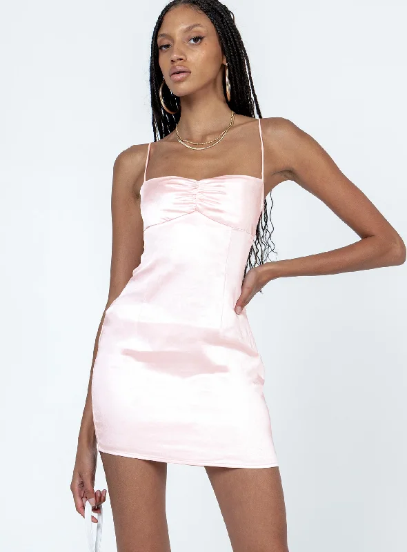 Melania Mini Dress Pink Comfortable Bodycon Mini Dress