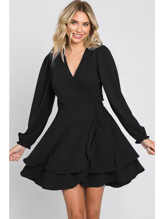 Thats A Wrap Mini Dress Cozy Wraparound Mini Dress