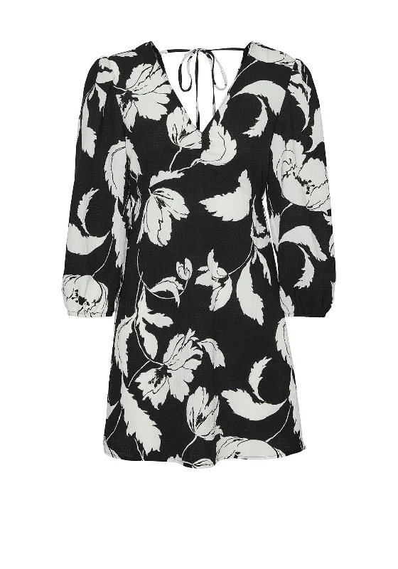 Vero Moda Macha Floral Mini Dress, Black Elegant Velvet Mini Dress