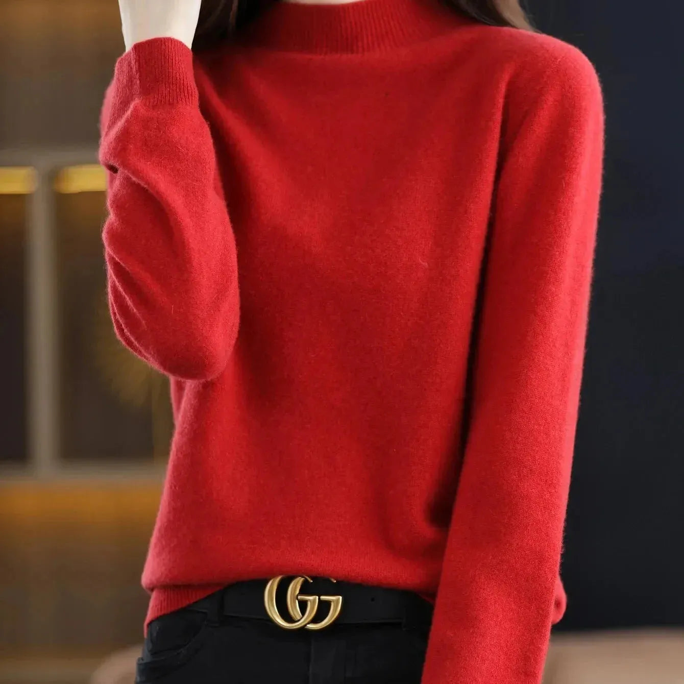 Mock Neck Sweater Tailored Straight A-Line