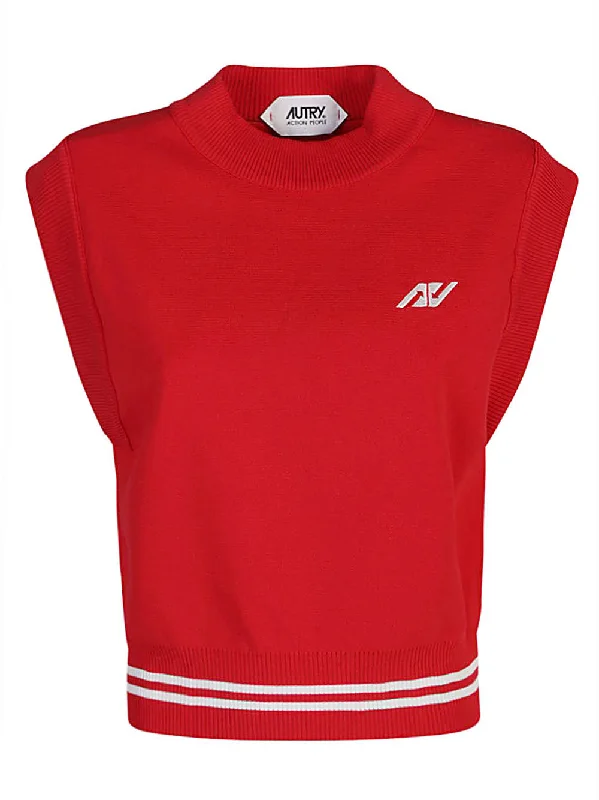 Autry Sweaters Red High Neck Crew Neck V-Neck