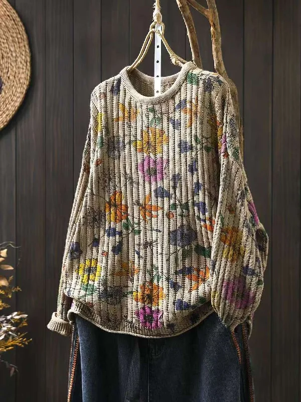 Babakud Women Autumn Round Neck Cotton Knitted Sweater Zippered Buttoned Snapped