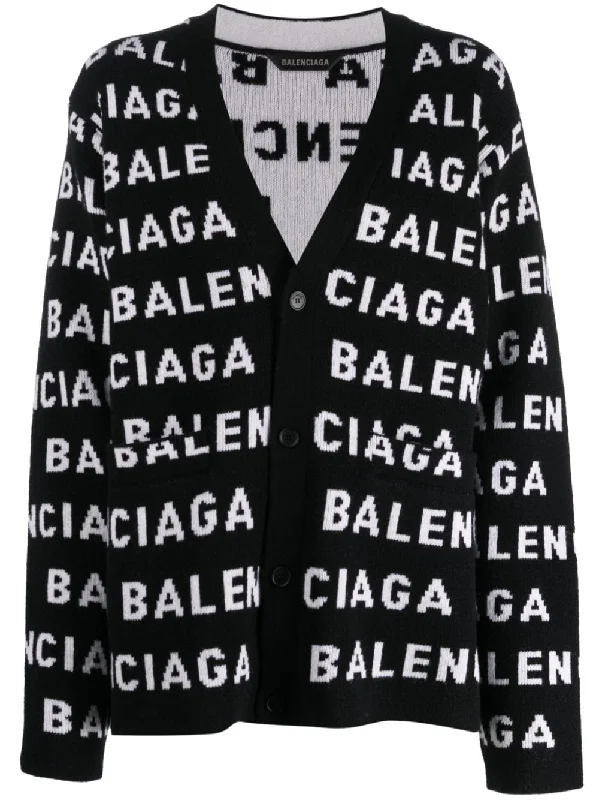 Balenciaga Sweaters Black Solid Print Embellished