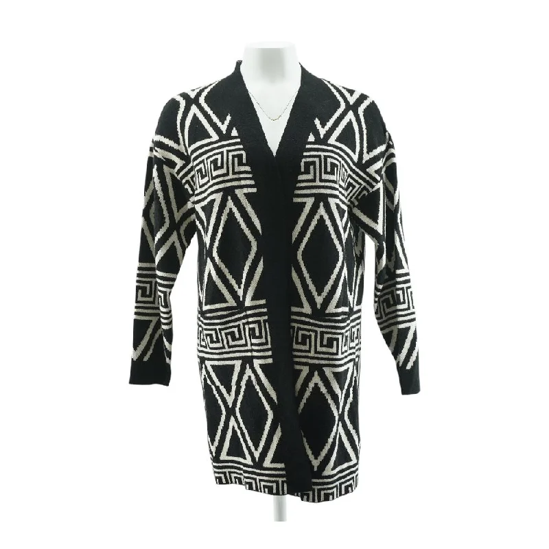 Black Misc Cardigan Sweater Stretchy Elastic Breathable