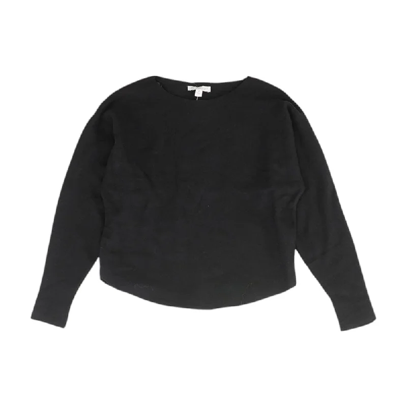 Black Solid Crewneck Sweater Fitted Loose Oversized