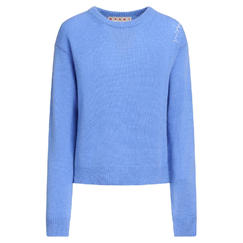 BLUE LILAC BOXY SWEATER Collared Crew Neck Turtle Neck